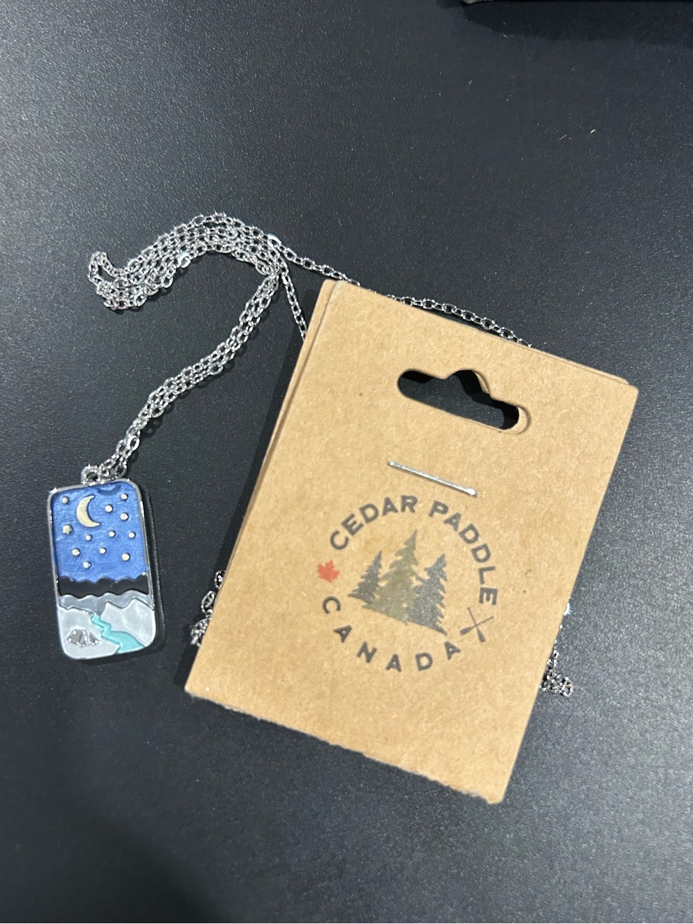 Silver Night Sky Enamel Pendant Necklace